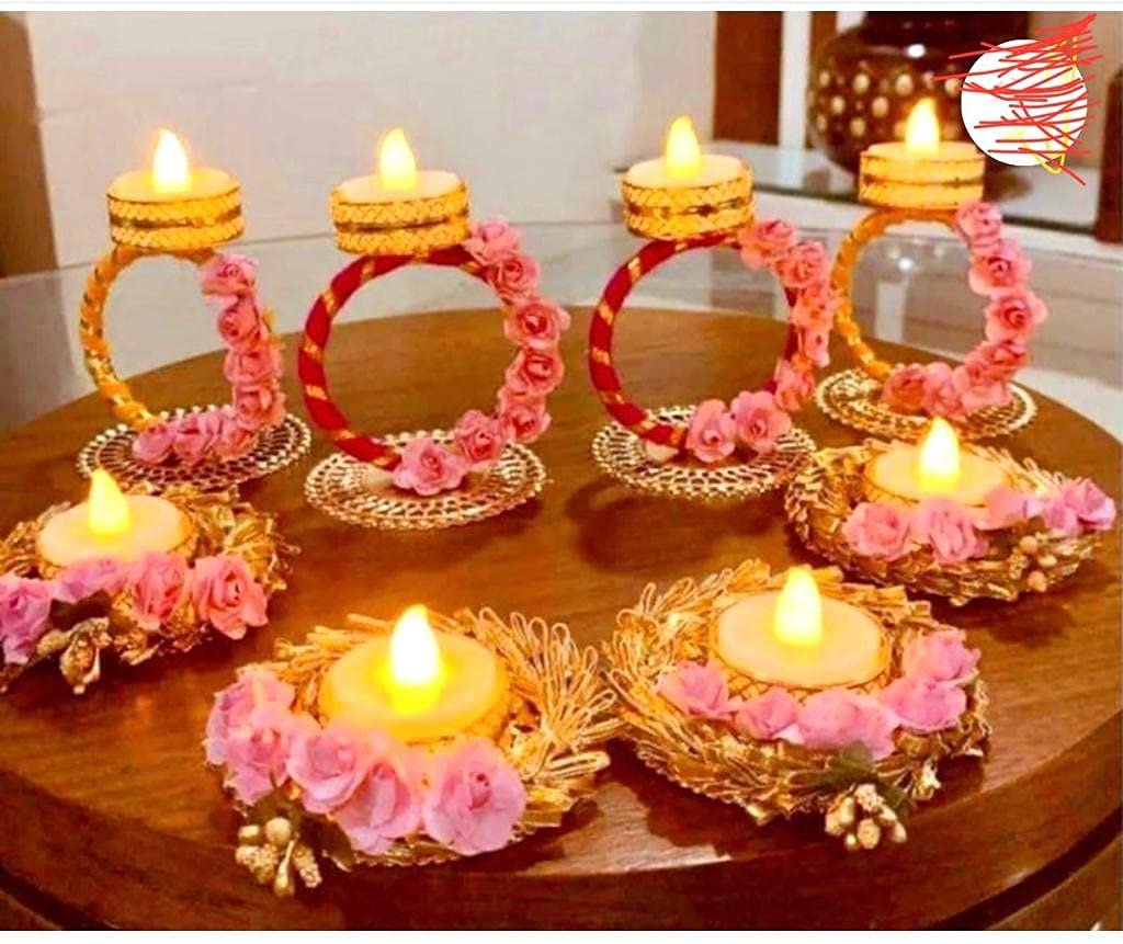 Pink Rose & Gold Tealight Decorations