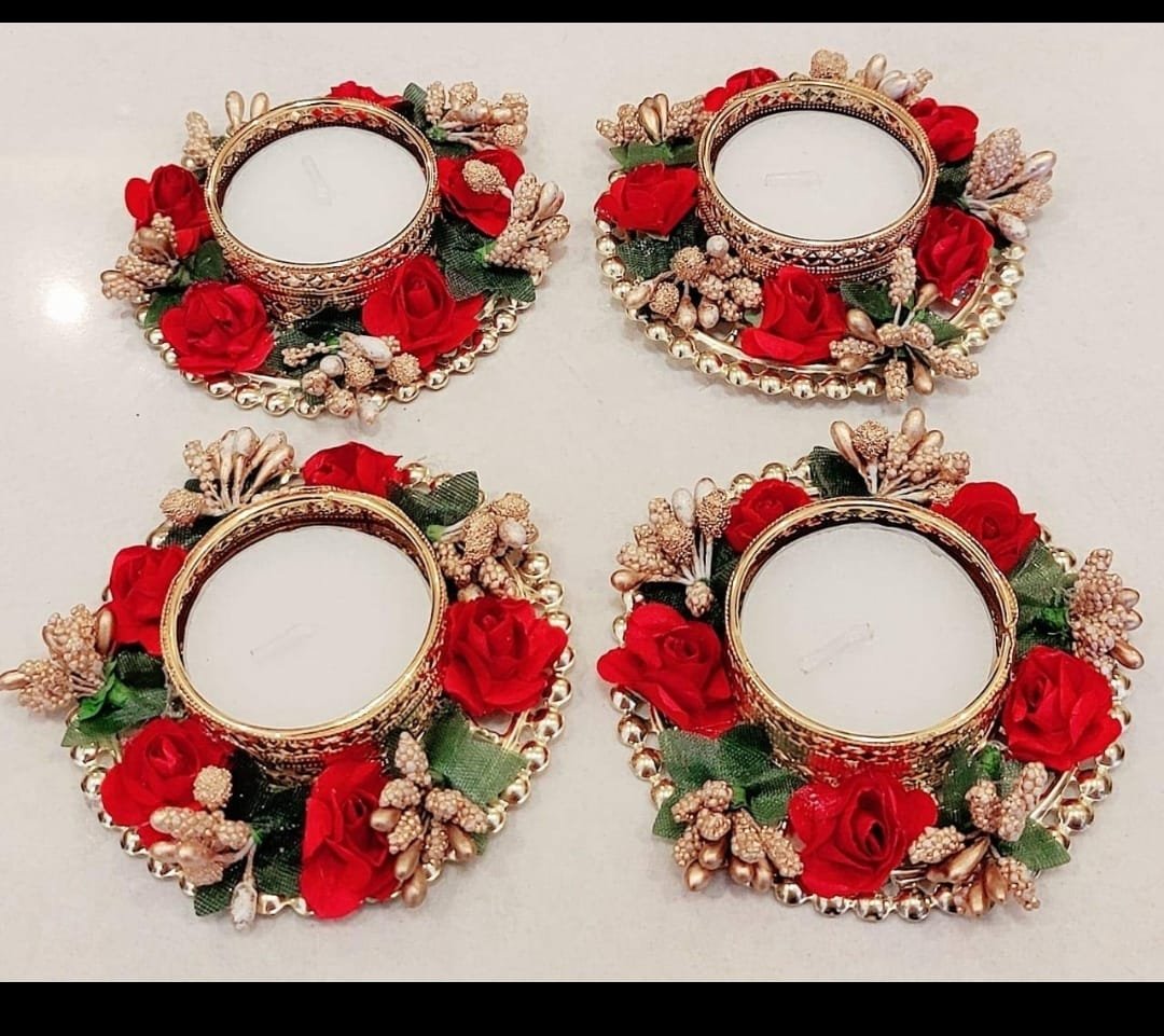 Crimson Bloom Candle Holders