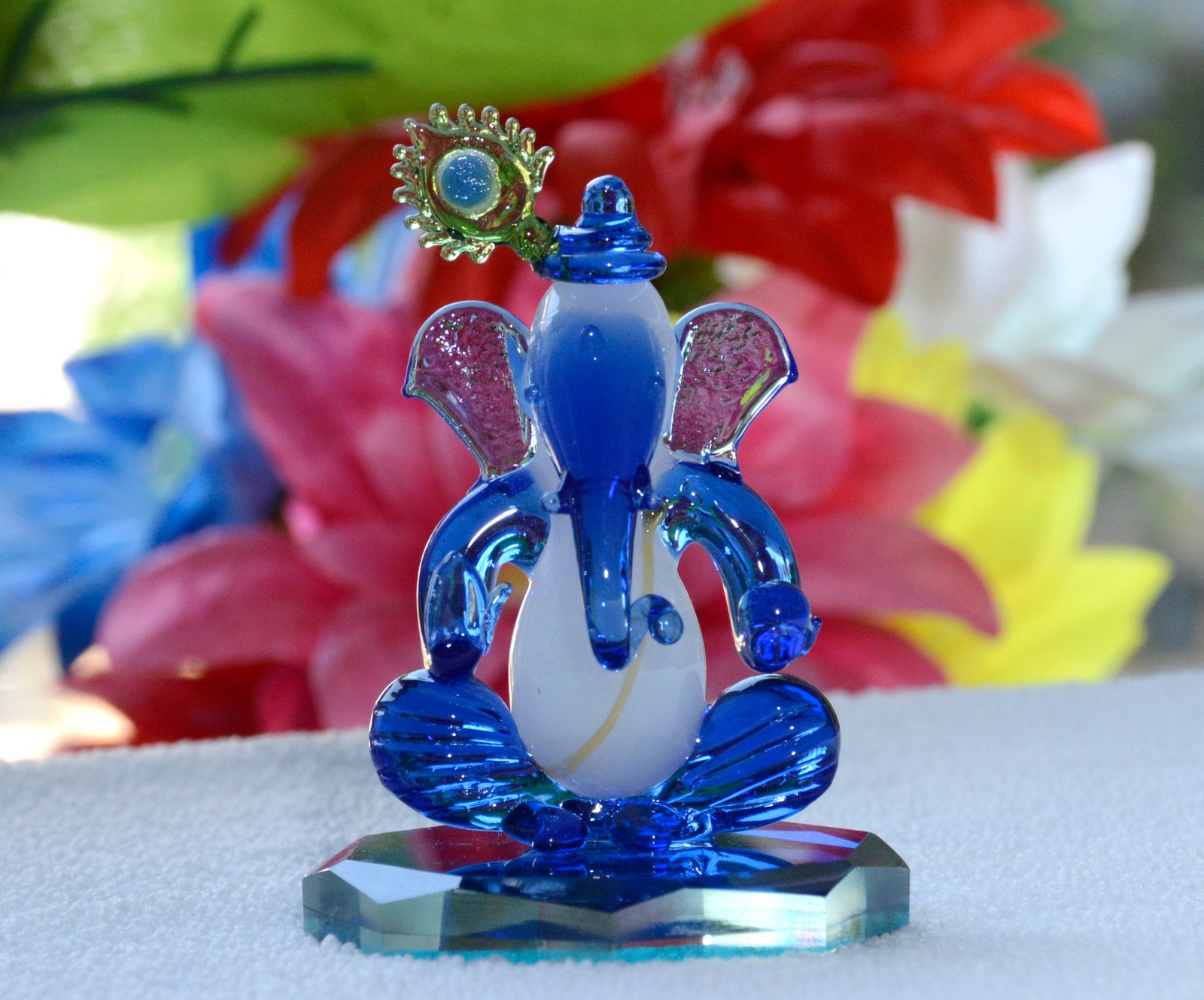 Blue Crystal Ganesha Figurine