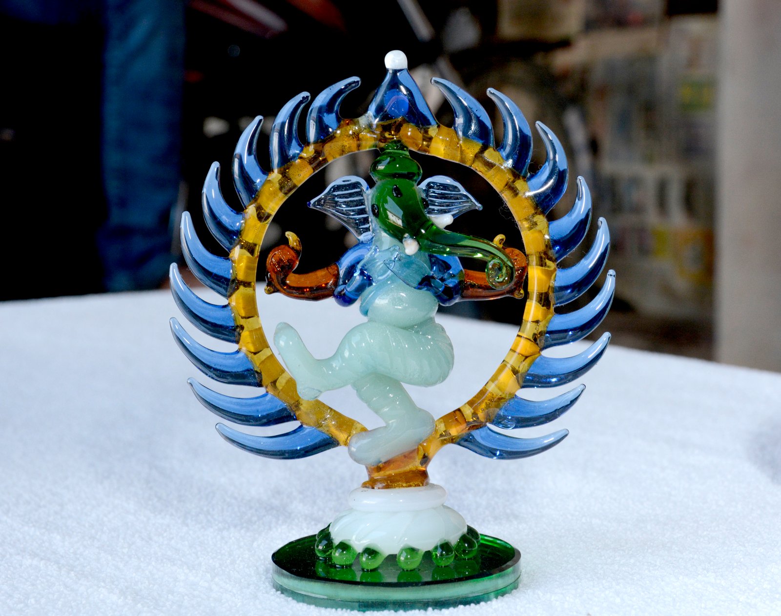 Dancing Ganesha Glass Statue
