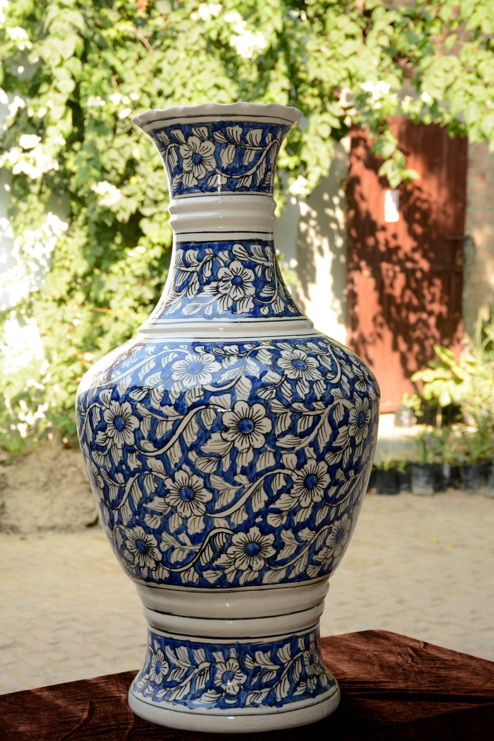 Delft Blue Inspired Floral Vase